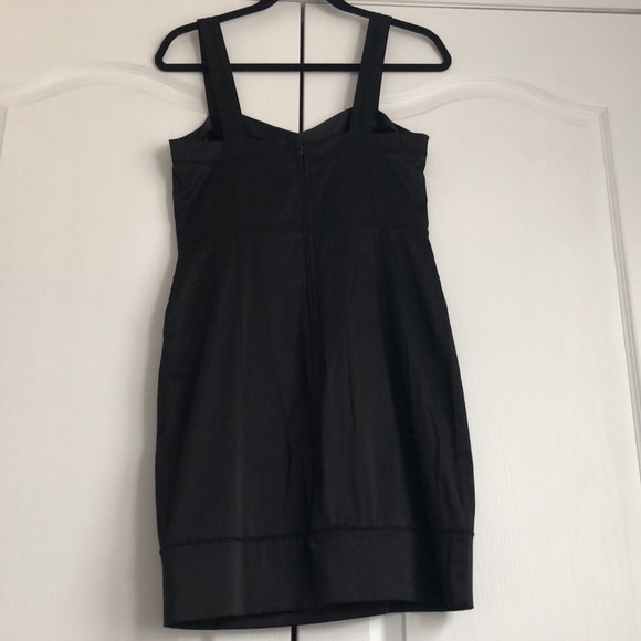 Dynamite cocktail dress black satin look zig zag stitching empire waist - Picture 2 of 9
